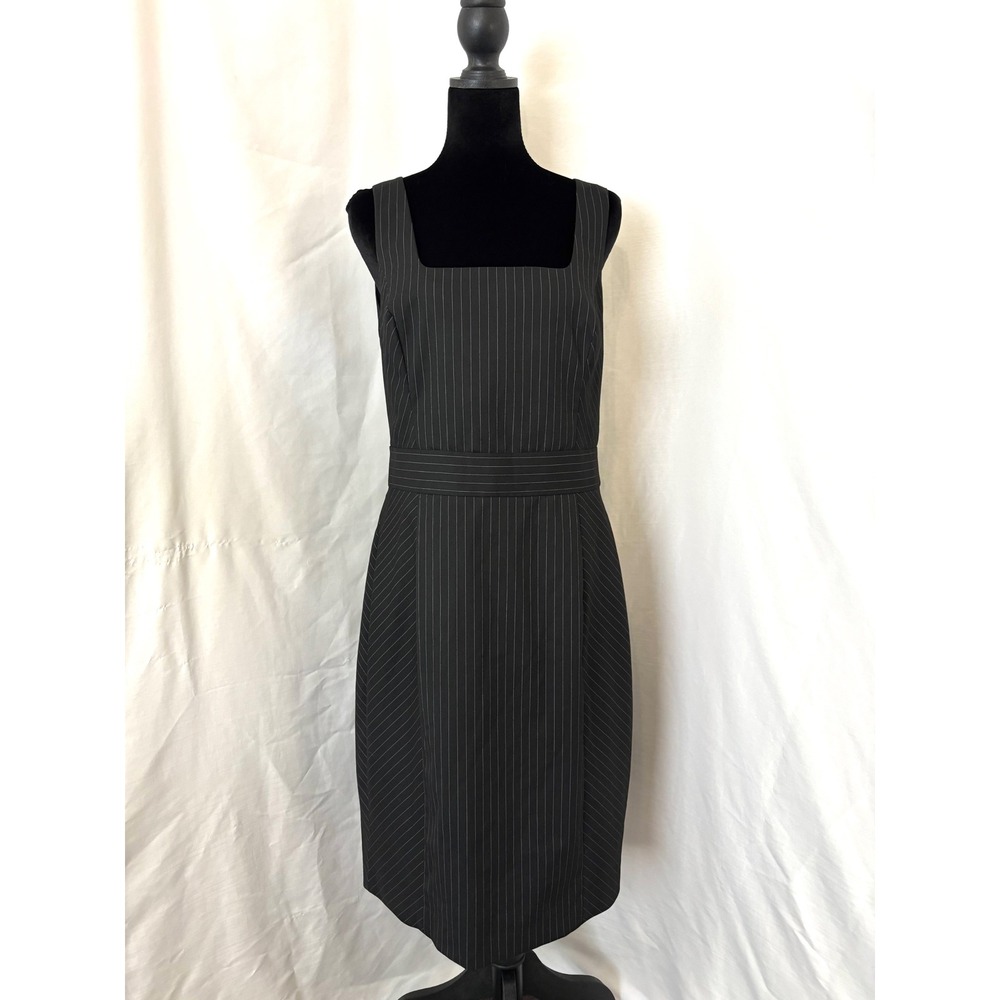 Banana Republic Pinstripe Square Neck Dress Size 12 - Picture 3 of 5